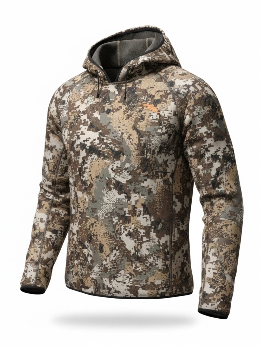 Men's Lightweight Camo Hooded Pullover Jacket - Brown/Gray